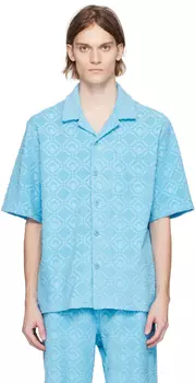 Синяя жаккардовая рубашка Marine Serre