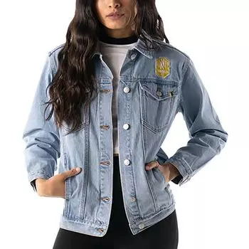 Синяя женская джинсовая куртка на пуговицах с принтом The Wild Collective Nashville SC