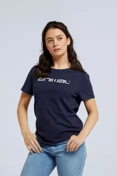 Синяя женская футболка Marina из натурального хлопка с логотипом Animal, синий