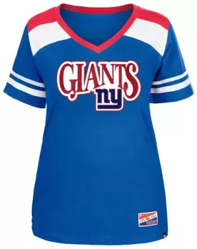 Синяя женская футболка New Era New York Giants Plus со вставкой