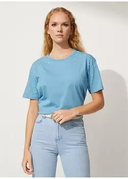 Синяя женская футболка с круглым вырезом People By Fabrika