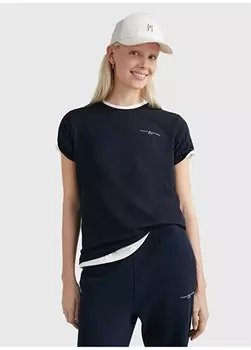 Синяя женская футболка с круглым вырезом Tommy Hilfiger