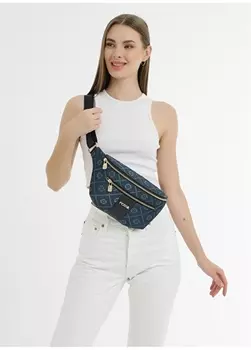 Синяя женская поясная сумка Fossil