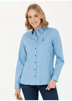 Синяя женская рубашка с рубашечным воротником узкого кроя CRISCOLOR023K U.S. Polo Assn., синий