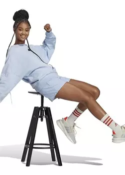 Синяя женская толстовка с воротником с капюшоном Adidas