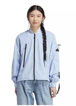 Синяя женская толстовка с воротником с капюшоном Adidas