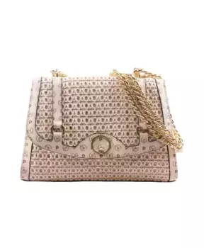 Синтетическая сумка через плечо цвета слоновой кости Pollini, бежевый