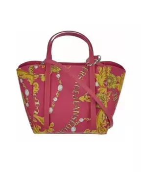 Синтетическая сумка для покупок со съемным ремнем Versace, розовый