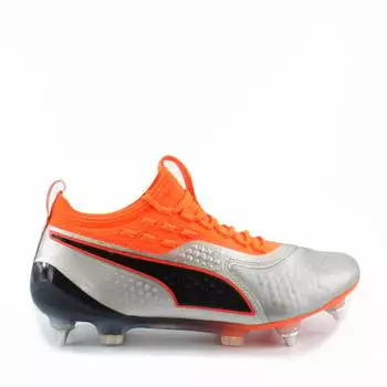 Синтетические мужские футбольные бутсы на шнуровке One 1 MX SG 104737 01 Puma, серебряный