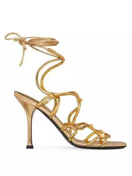 Синтетические сандалии Rockstud Net с зеркальным эффектом, каблук 100 мм Valentino Garavani