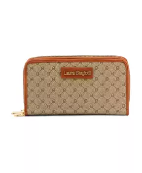 Синтетический кошелек на молнии и визитницей Laura Biagiotti, коричневый