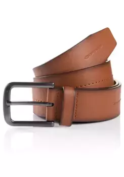 Синтетический ремень TOM TAILOR "TTRoss" с черненой застежкой и тисненым логотипом на конце, коричневый