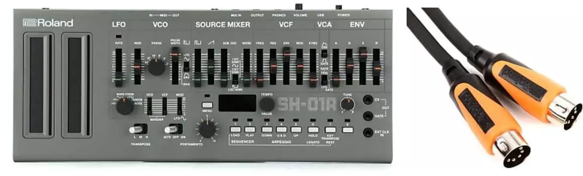 Синтезатор Roland SH-01A Boutique Series с секвенсором в комплекте с Roland RMIDI-B3 Black Series MIDI-кабелем — 3 фута RMIDI-B3=1 SH-01A=1