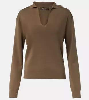 Сирена шелково-хлопковый поло свитер Loro Piana, Smoked Wood