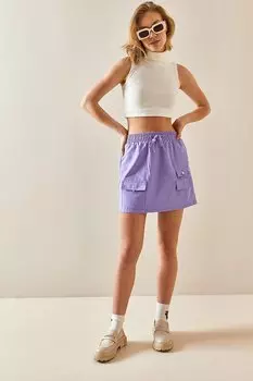 Сиреневая базовая юбка-парашют с карманами 3YXK7-47111-26 XHAN