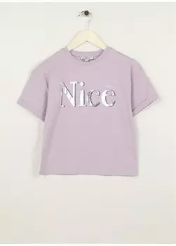 Сиреневая футболка с круглым вырезом и короткими рукавами для девочек HELP GIRL-23 Limon