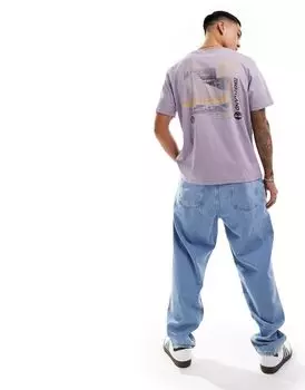 Сиреневая футболка с принтом на спине Timberland
