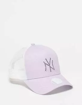 Сиреневая кепка дальнобойщика New Era – NY Yankees – с логотипом из стразов