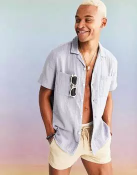 Сиреневая классическая рубашка с жатой текстурой ASOS DESIGN