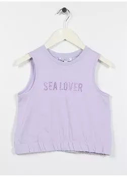 Сиреневая майка без рукавов с принтом и круглым вырезом для девочек UPS GIRL-23 Limon