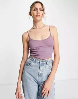Сиреневая майка с шарфом и кружевной отделкой ASOS DESIGN