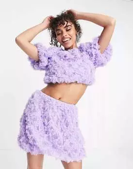 Сиреневая мини-юбка с объемными кружевами ASOS LUXE 3D