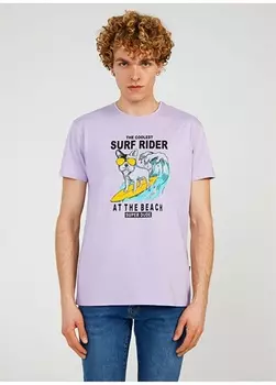 Сиреневая мужская футболка с круглым вырезом и принтом The Crow