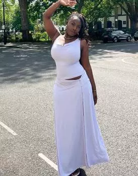 Сиреневая облегающая майка с воротником-хомутом Labelrail x Sumbo Owoyele — часть комплекта