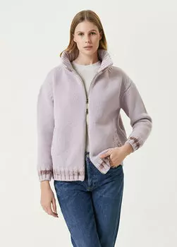 Сиреневая шерстяная куртка с высоким воротником Herno