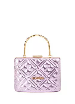 Сиреневая стеганая женская сумка через плечо с ремешками Love Moschino
