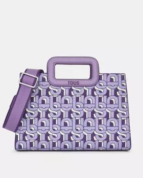 Сиреневая сумка-шоппер среднего размера с принтом и короткой ручкой Tous, сиреневый