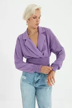 Сиреневая вязаная блузка Gype с двубортным воротником TWOSS21BZ1585 Trendyol, фиолетовый