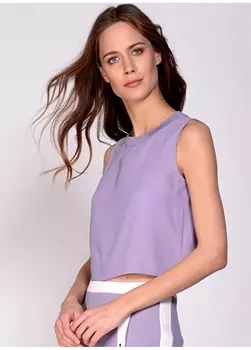 Сиреневая женская блузка без рукавов с круглым вырезом House Of Camellia