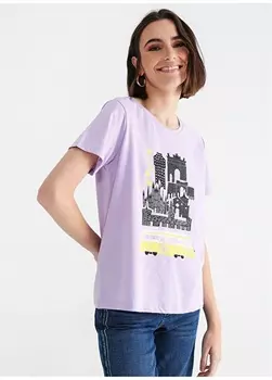 Сиреневая женская футболка с круглым вырезом с принтом Aeropostale