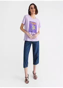 Сиреневая женская футболка с круглым вырезом с принтом Aeropostale