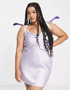 Сиреневое атласное платье мини на бретельках с крыльями Tammy Girl Plus Halloween Fairy, сиреневый