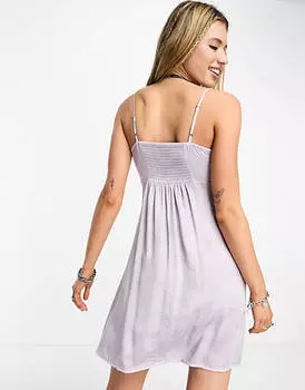 Сиреневое летнее платье мини из атласного атласа с кружевной отделкой COLLUSION