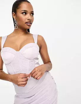 Сиреневое платье макси со сборками и сборками ASOS DESIGN Petite