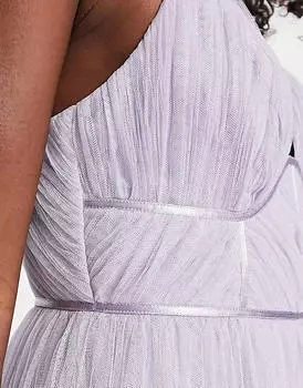 Сиреневое платье миди со сборками на лифе и плиссированной юбкой ASOS DESIGN Bridesmaid