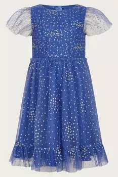 Сиреневое платье с блестками Monsoon, синий