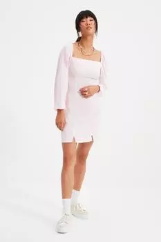 Сиреневое платье с разрезом Trendyol, фиолетовый