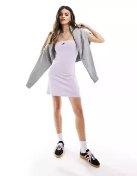 Сиреневое расклешенное платье мини в рубчик Tommy Jeans