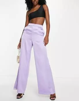 Сиреневые атласные широкие брюки ASOS DESIGN