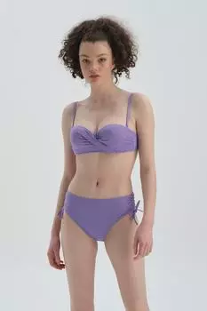 Сиреневые плавки бикини со сборками по бокам Dagi, фиолетовый