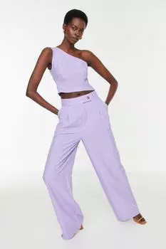 Сиреневые широкие брюки Trendyol, фиолетовый