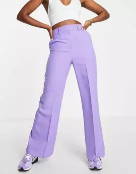 Сиреневые свободные широкие расклешенные брюки ASOS
