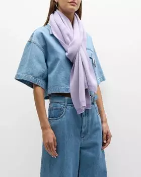 Сиреневый двусторонний шерстяной шарф с логотипом Off-White, цвет Lilac White