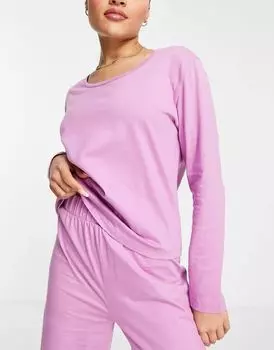 Сиреневый хлопковый пижамный топ с длинными рукавами ASOS mix & match - LILAC