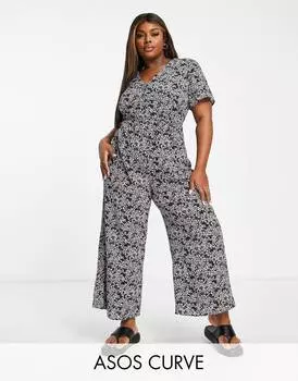 Сиреневый комбинезон на пуговицах спереди ASOS DESIGN