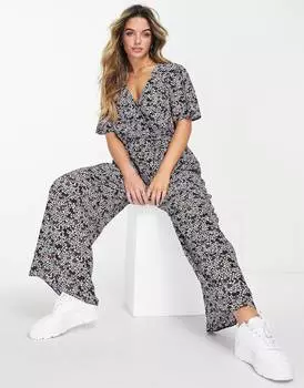 Сиреневый комбинезон на пуговицах спереди с цветочным принтом ASOS DESIGN